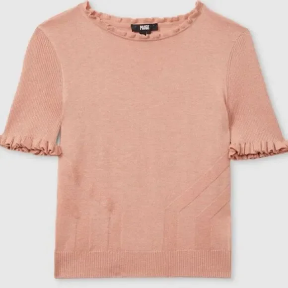 Paige Triste Metallic Ruffle Trim Top in Peach Metallic, Size XL, NWT - Picture 2 of 13